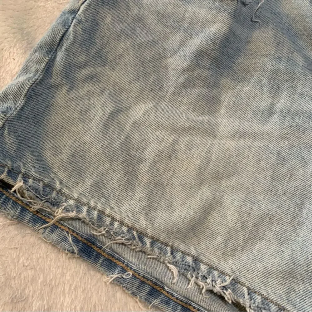 American Eagle Outfitters women's size 12 L Light Blue Distressed Jean Shorts